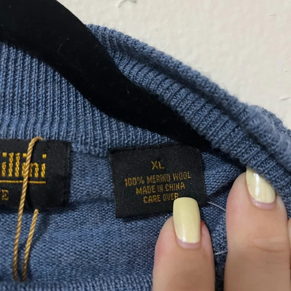 Roberto Villini 100% Wool Men’s sweater XL NWT Blue mock neck - Picture 4 of 4